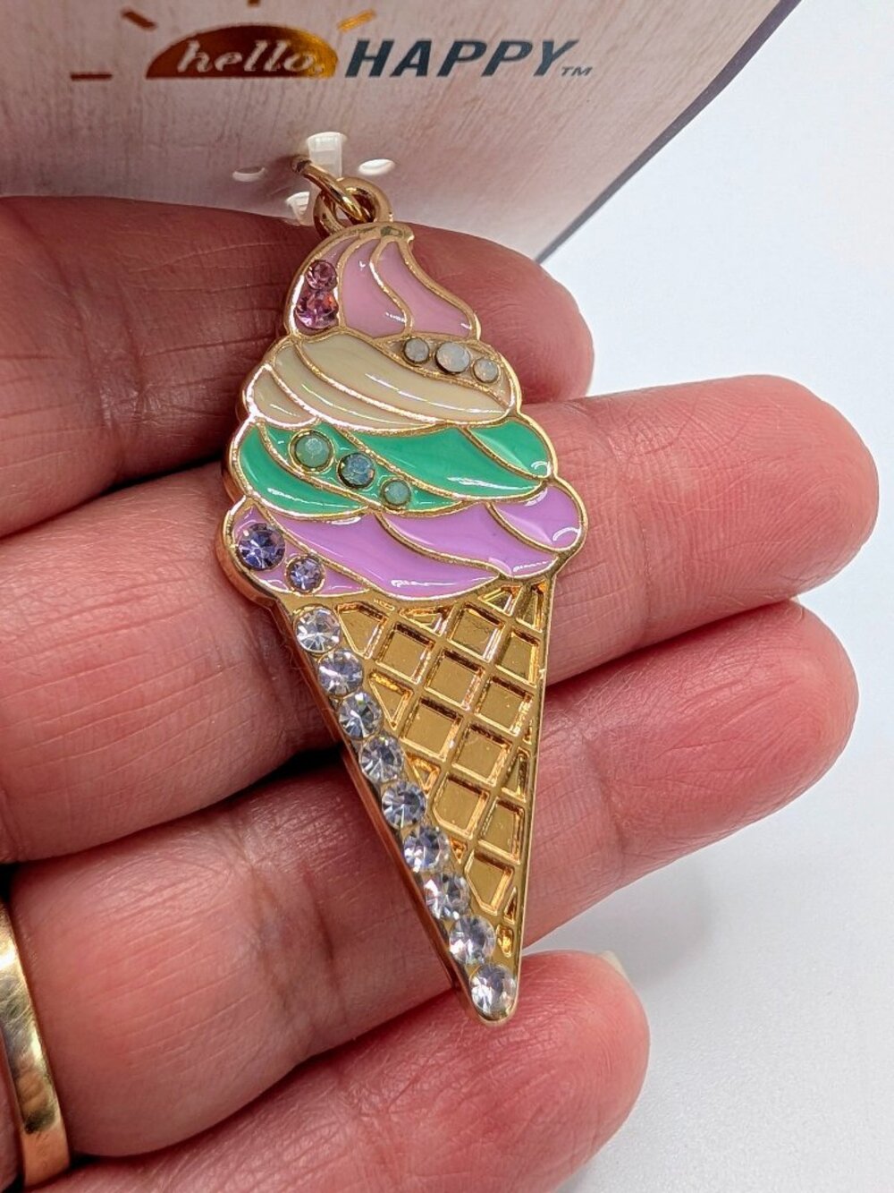 Gold-Toned Ice Cream Cone Pendant - NWT
